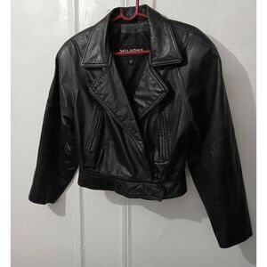 Vintage 90's Wilsons leather jacket womens medium black motorcycle gothic biker
